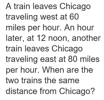 a train leaves Chicago...