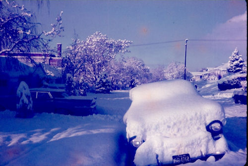 the old chevy under snow