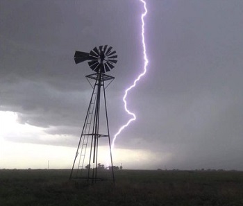 lightening hits windmill